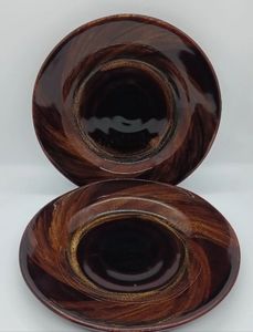 Port Of Call Tortoise Shell Brown Stoneware Salad Plates Set Of 2/ 8"